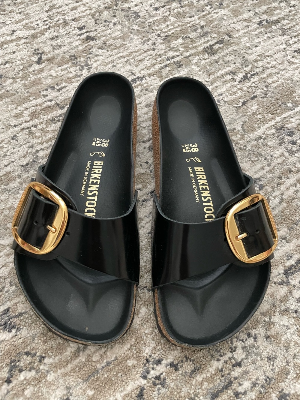 Birkenstock Madrid Big Buckle Black High Shine Regular Width Size 38